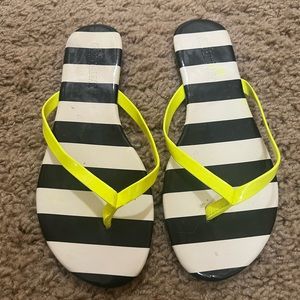 Womens size 6 striped sandals with neon